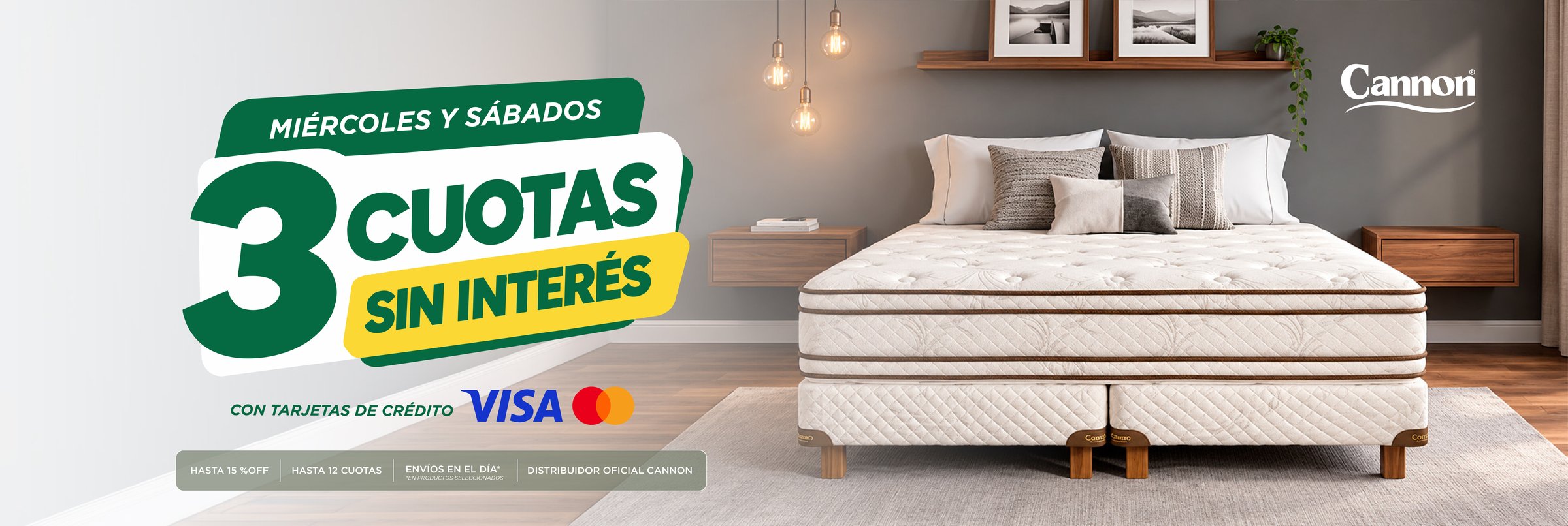 Miércoles y sábados: 3 cuotas sin interés con tarjetas de crédito Visa y Mastercard